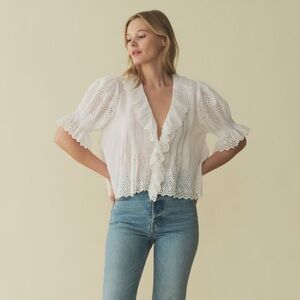 Doen Henri top eyelet white size small